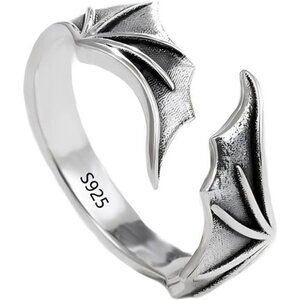 S925 Sterling Silver Vintage Ring for Men, Adjustable Size Open Hug Ring Trendy